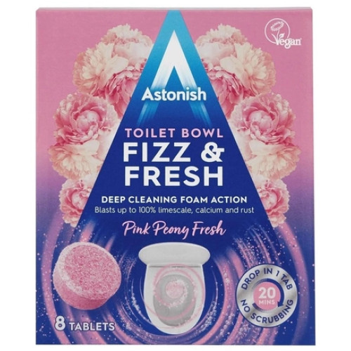 Таблетки для миття унітазу Astonish Fizz&Fresh Рожевий Піон 8 шт.